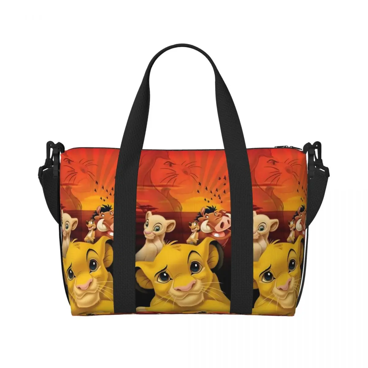 

Custom The Lion King Retro Simba Tote Bag for Women Large Capacity Kawaii Hakuna Matata Beach Gym Travel Bags