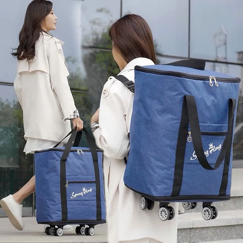 Large Capacity Quilt Storage Bag with Wheels Dormitory Luggage Bag for High School Students College Students Accommodation Bag
