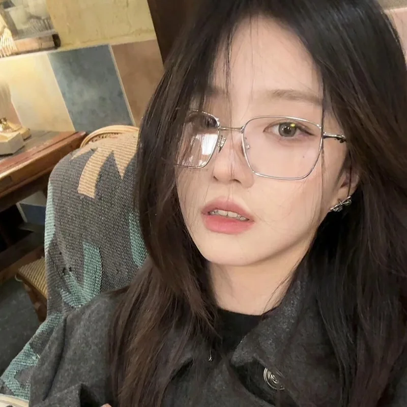 Korea Star Alloy Glasses Frame Girl Ins No Makeup Plain Glasses Men Eyewear Cute Decorative Computer Glasses