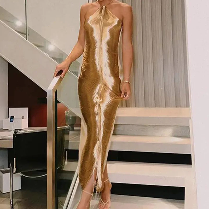 Ballkleider für Frauen 2024 Mode funkeln Quasten Halfter sexy ärmellose rücken freie figur betonte Kleider weibliche elegante Robe