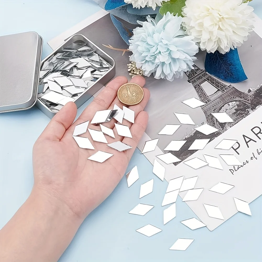 100/200Pcs Rhombic Acrylic Wall Stickers Diamond-Shaped Self-Adhesive Diy Wall Stickers Wedding Party Decor Arts and Crafts