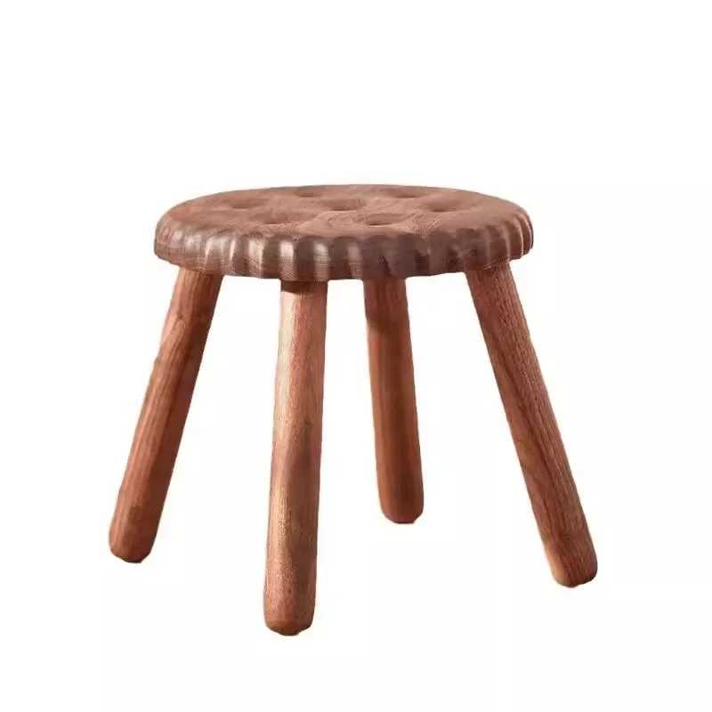 Solid wood biscuit small bench black walnut  adult shoe changing stool