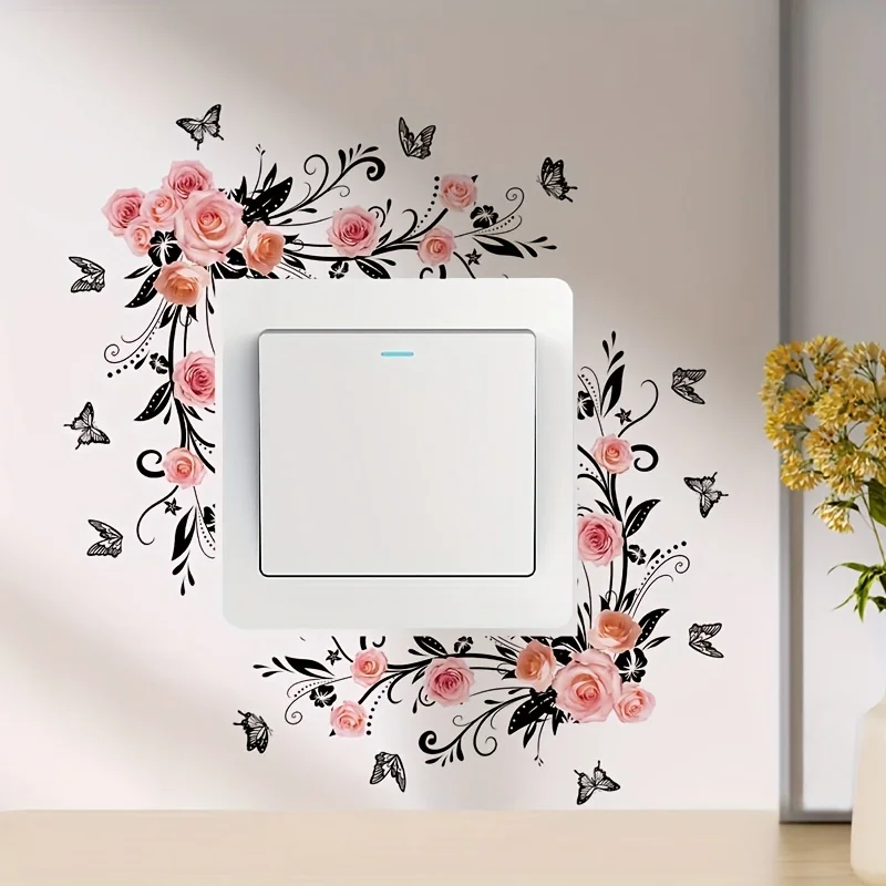 1pc flower theme wall stickers, self-adhesive stickers, suitable for living room, bedroom and study.