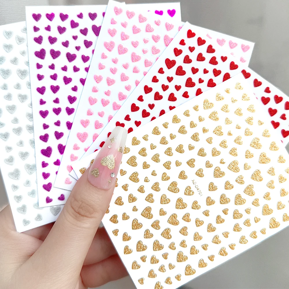 1 قطعة ثلاثية الأبعاد المجسم الأحمر الوردي عيد الحب مسمار الشارات بريق مسحوق الحب القلب مسمار الفن ملصقات رومانسية مسمار الفن لوازم * #4