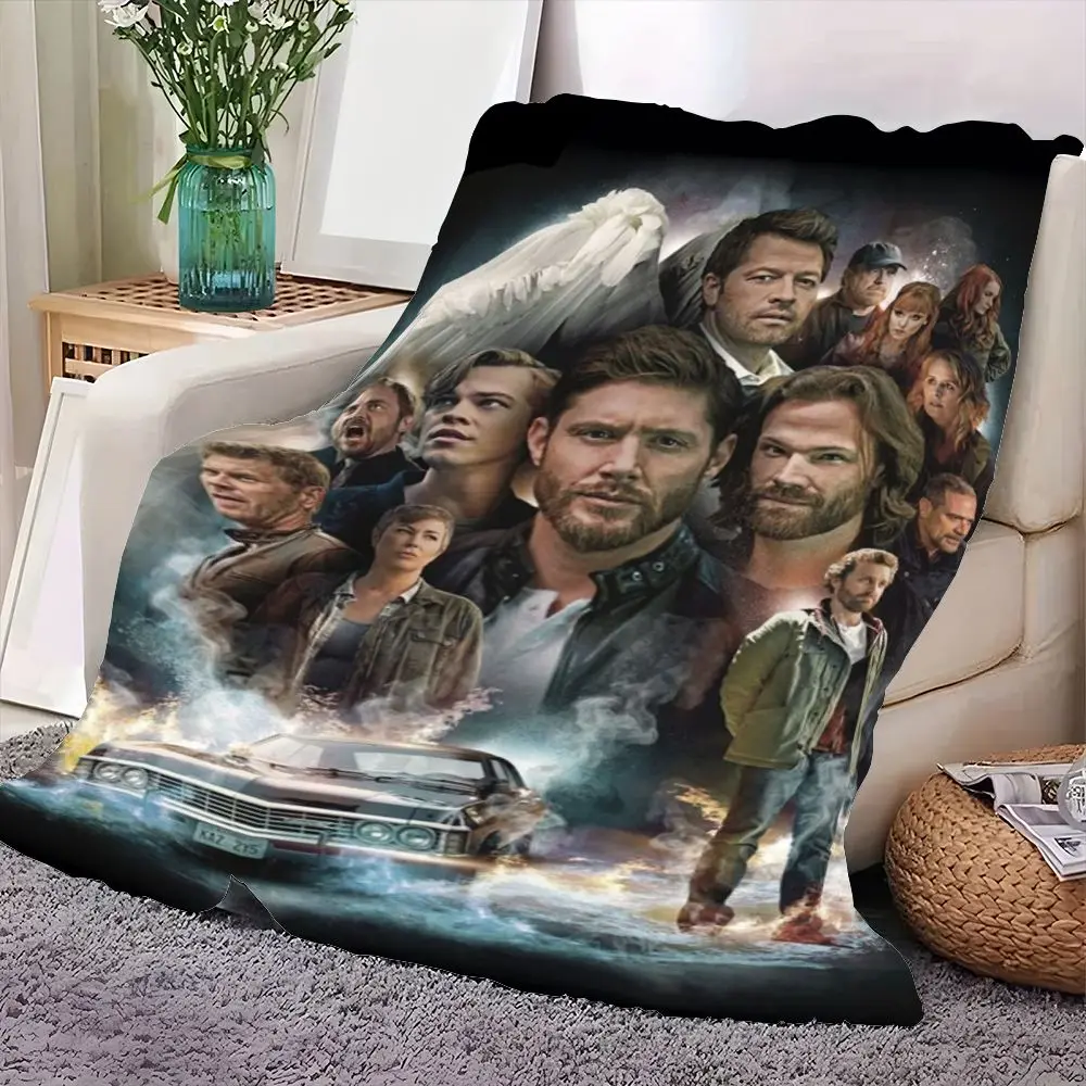 بطانية رسومية خارقة للطبيعة تتميز بطانية دين وينشستر وسام وينشستر وكاستيل - بطانية رمي من الصوف الناعم المريح مع