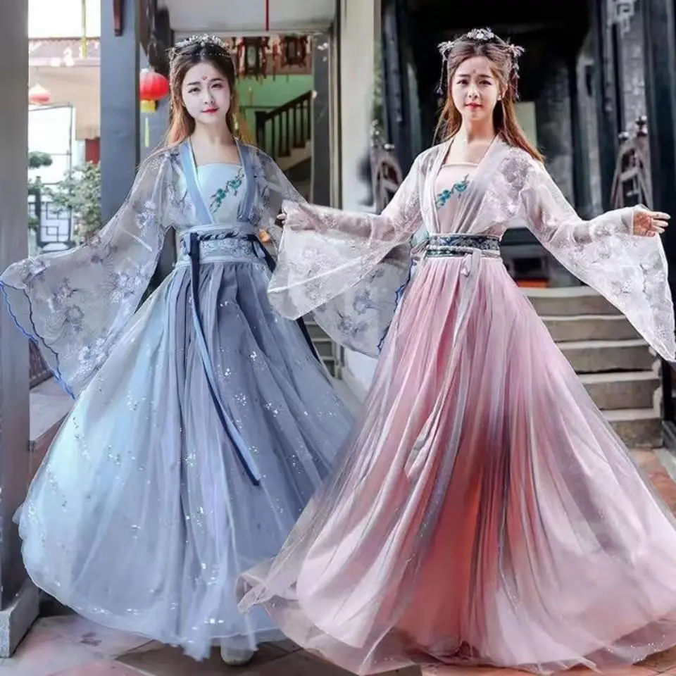 2022 Traditional Women Flower Hanfu Dress Ancient Chinese Costume Beautiful Dance Hanfu Originale Princess Tang Dynasty Robe