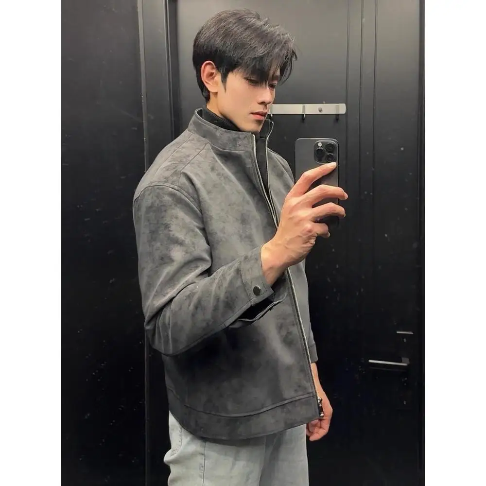 

Мужская куртка из искусственной кожи в стиле ретро с матовым воротником-стойкой, осенняя осенняя элитная куртка Cool ort Baseball Flight Jaet