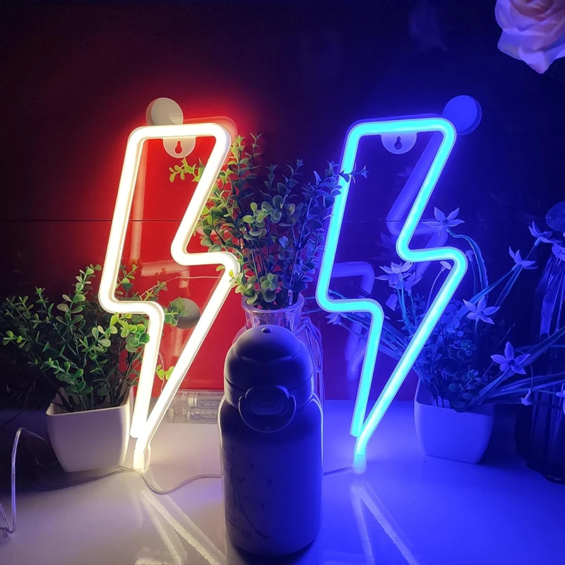 Lightning Neon Signs, LED Neon Wall Decor Light, Decorative Lights, Battery Powered Lighting, Room Decor for Bedroom, Living Roo