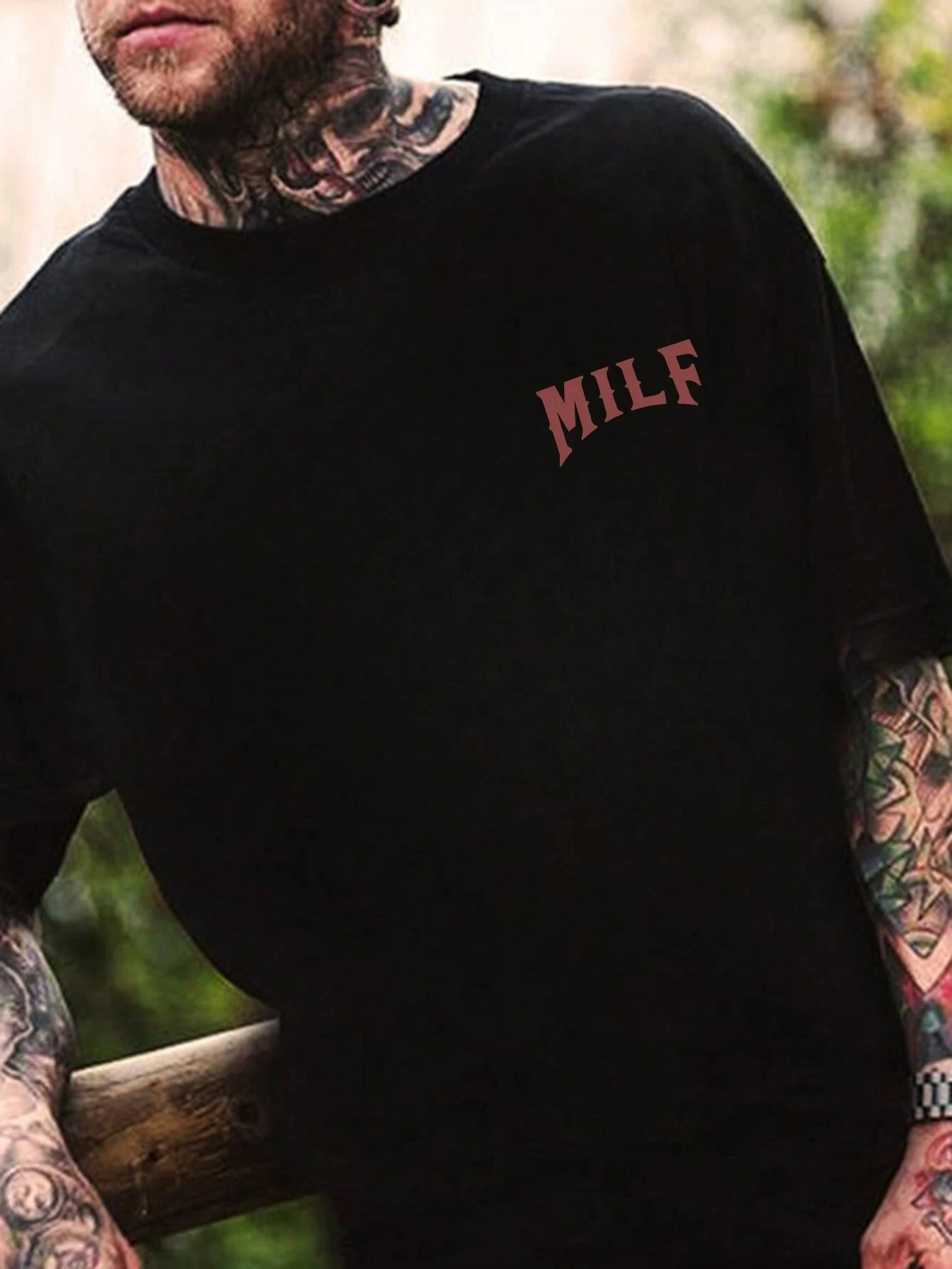 Milf Men Cotton T-shirt Luxury Brand Fashion Big Size Rap Hip Hop Top Casual Short Sleeve Streetwear Classic New Arrival Tee 4XL