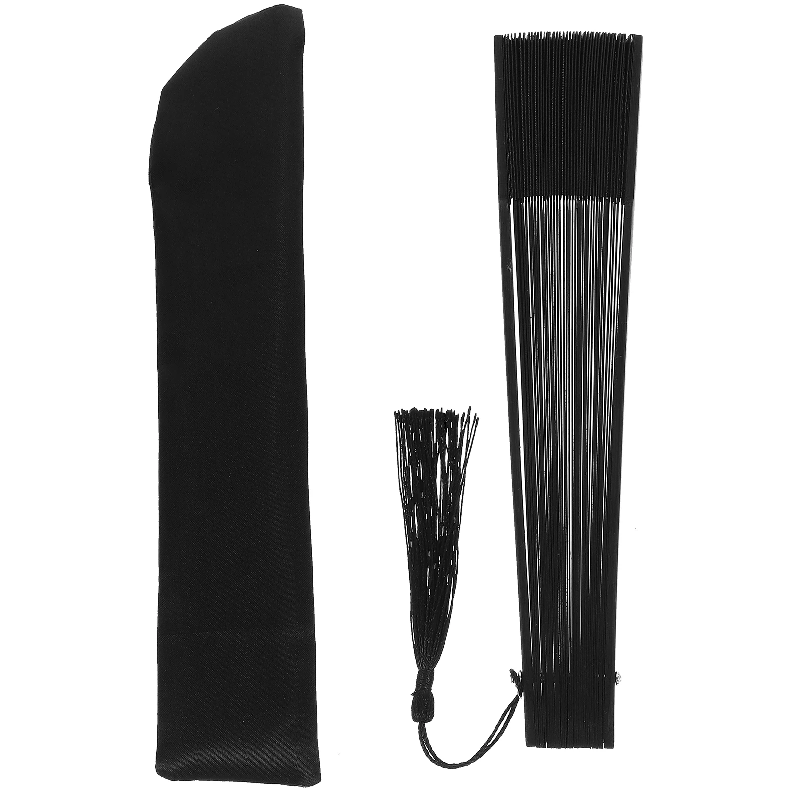 

1pc Black Folding Fan Handheld Men Bamboo Silk Large Size Strong Wind Wedding Party Stage Props Gifts