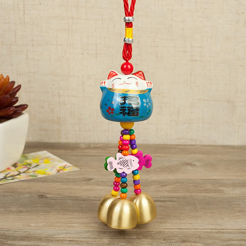 

2Pcs Fortune Cat Wind Chime Premium Hanging Wind Bell for Home Garden Patio Decor Ceramic Pendant Aeolian Bells Calming