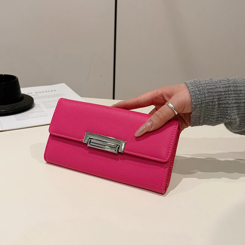 

Женский кошелек из искусственной кожи, женский кошелек, модный однотонный минималистичный карман для монет, длинный дизайн, клатч, женская деловая сумка для денег