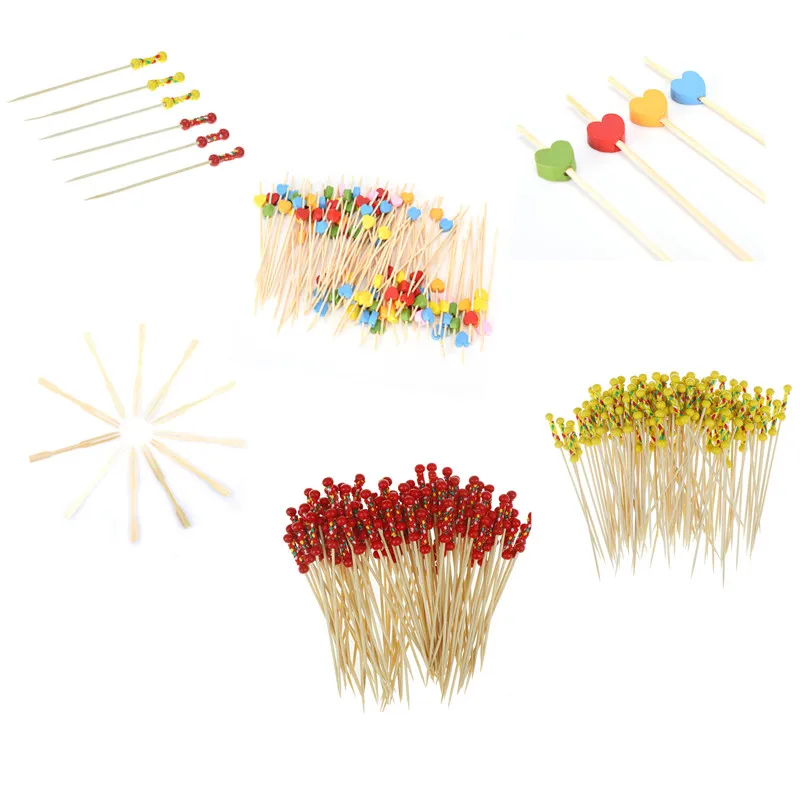 80/100Pcs 9/12cm Disposable Bamboo Fork Twisted Party Buffet Fruit Desserts Pick Skewer Food Cocktail Sandwich Fork Stick