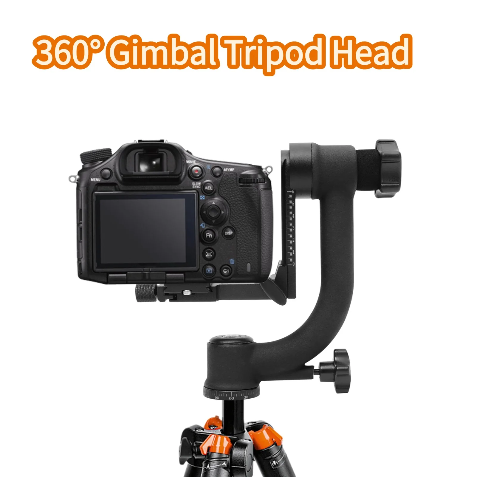 360° Panoramic Gimbal Tripod Head 44lbs Load Capacity, Smooth Rotation for DSLR Telephoto Lenses for Wildlife Sports Photograpy