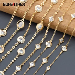 GUFEATHER C278,diy chain,pass REACH,nickel free,18k gold plated,copper,zircons,charm,jewelry making,diy bracelet necklace,1m/lot