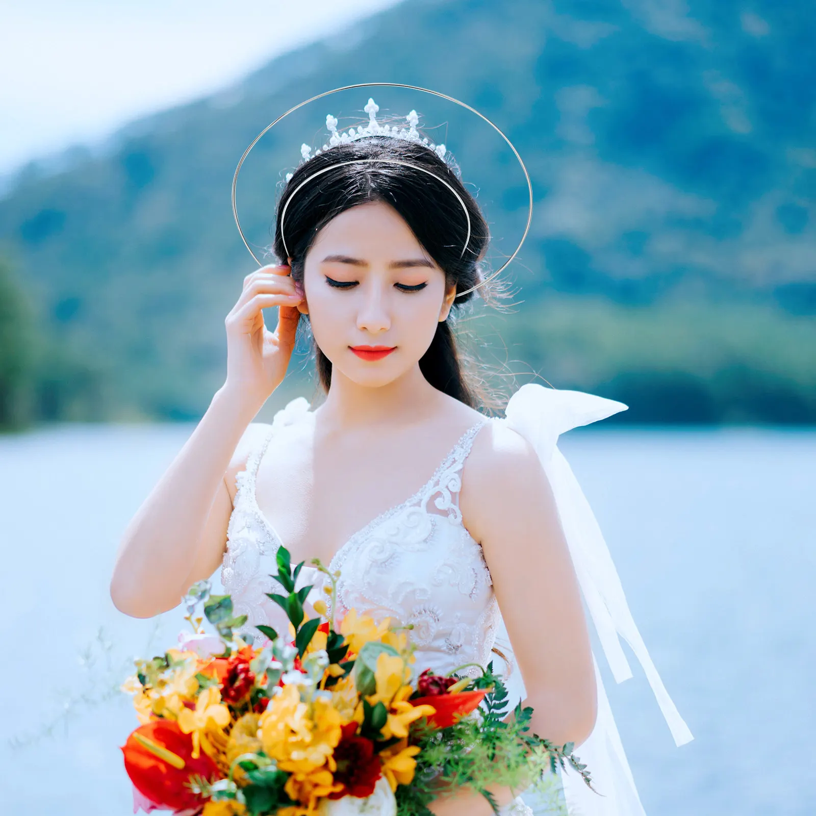 

2Pcs Headband Alloy Wedding Tiara Elegant Bridal Headdress Party Hair Accessory Bridal Crown Wedding Headband