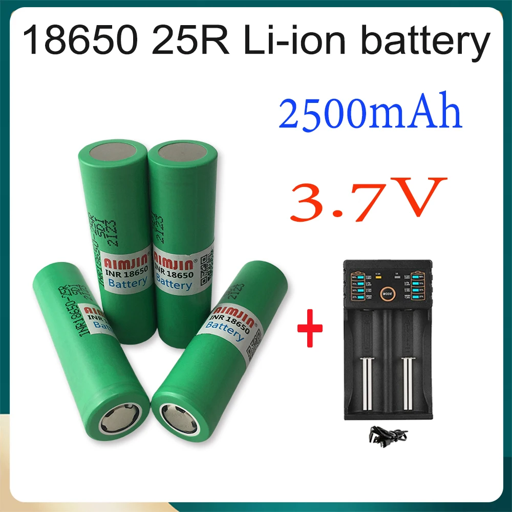 

18650 25R 3.7V 2500mAh Rechargeable Battery With USB Charger, Suitable For Our 18650 Toys, Tools, Flashlight Batteries, Etc