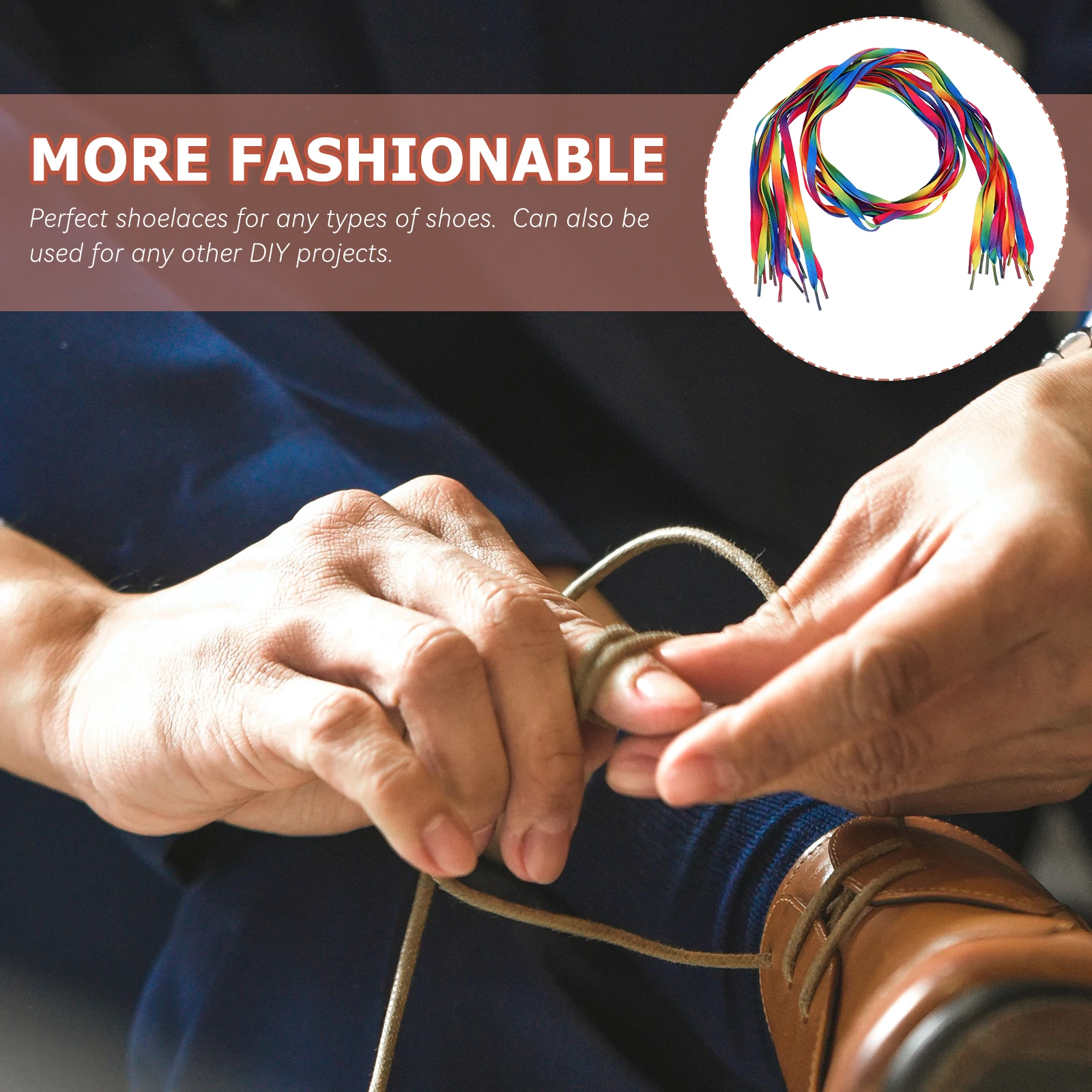 

6 Pairs Rainbow Colorful Shoelaces for Sneakers Sports Shoes Canvas Proper Length Polyester Cotton Blend DIY Projects