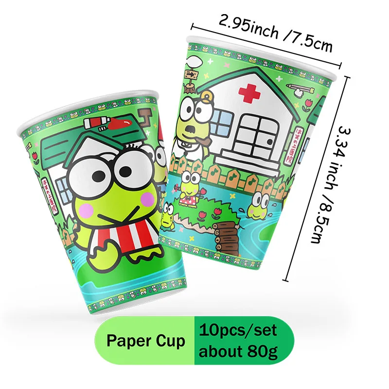 Miniso KEROKERO KEROPPI Birthday Party Decorations Cake Topper Birthday CUP PLATE Straw Swirls Stickers KidsParty Supplies Decor