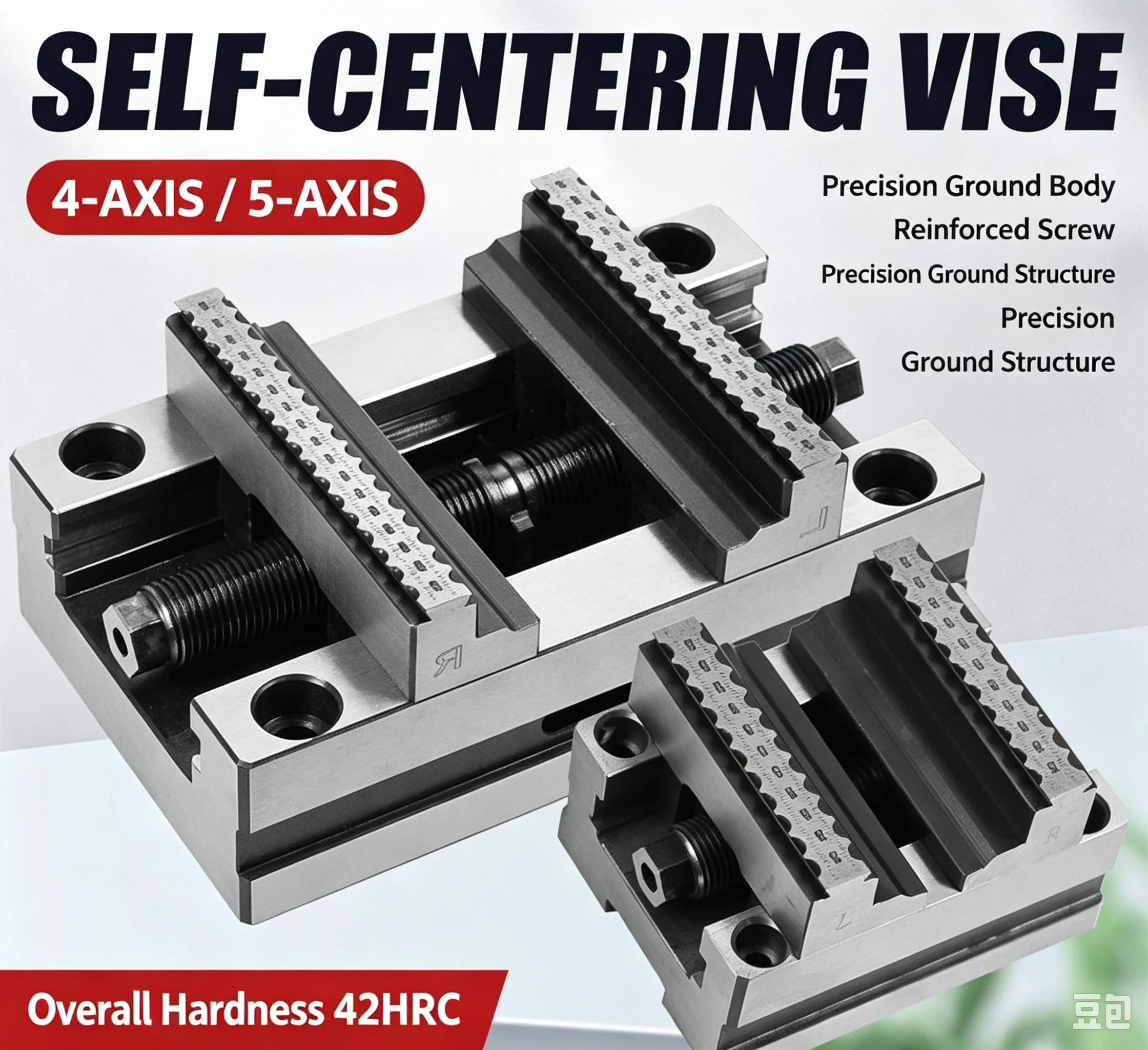 Precision 4-axis 5-axis rotary table fixture, self centering CNC tiger pliers, CNC machining center, flat mouth pliers