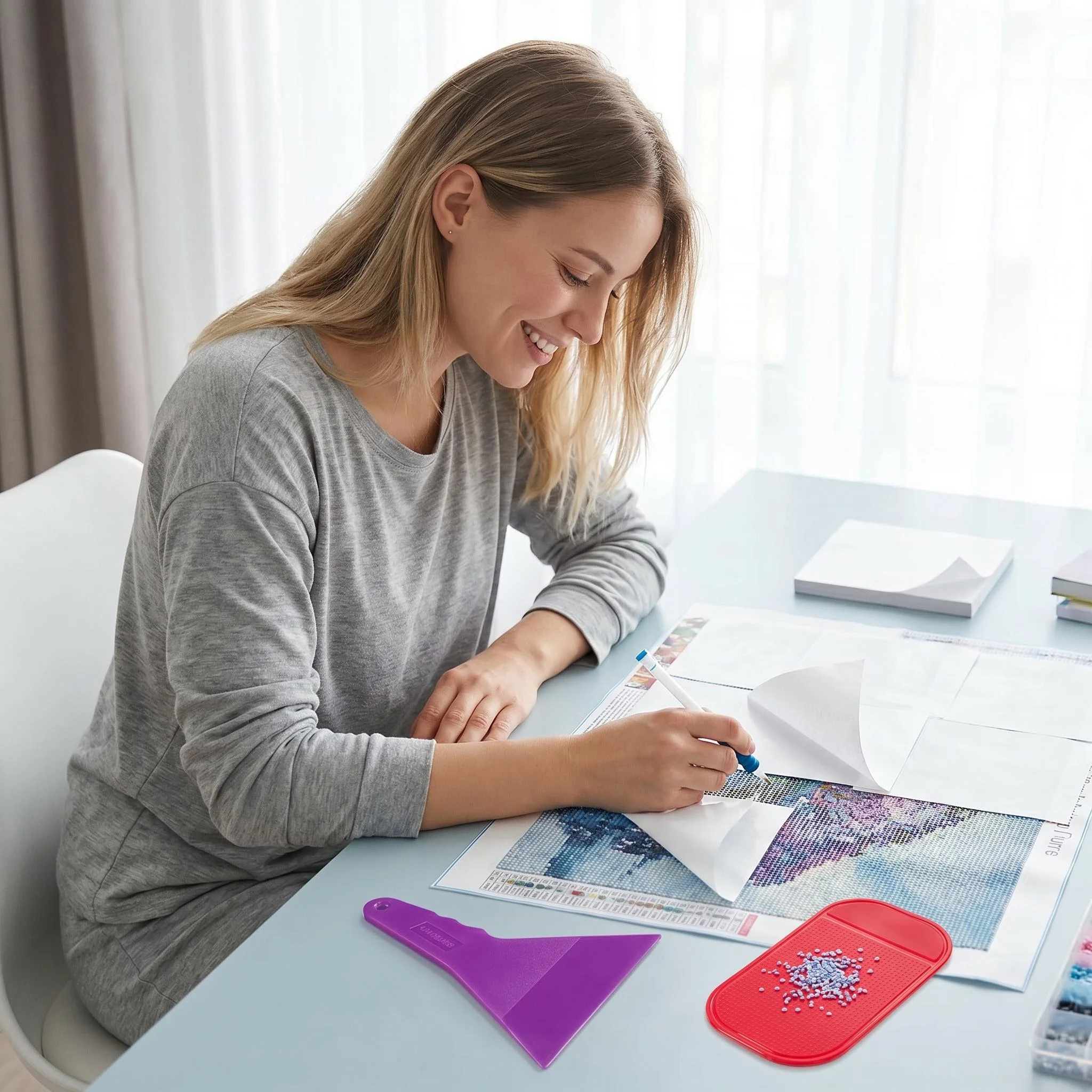 300-teiliges Diamantmalerei-Trennpapier-Set, doppelseitig, antihaftbeschichtet, 3 Größen – wiederverwendbar & rückstandsfrei, Ersatz für Diamantkunst – Detail 7
