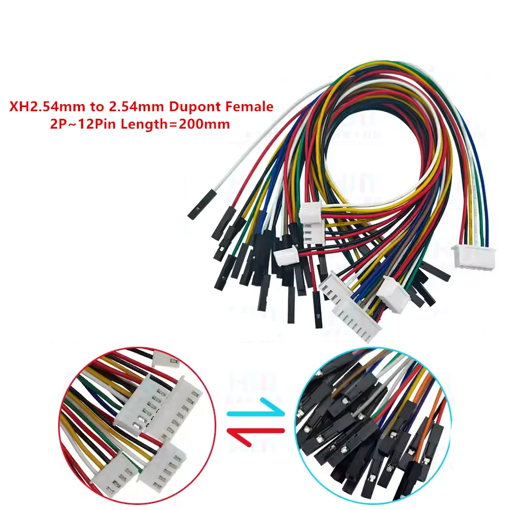 SH1.0mm/JST1.25/ZH1.5/PH2.0/HY2.0/XH2.54mm 2P/3P/4P/5P/6P/7P/8P/9P/10P/12Pin To 2.54mm Dupont Female Wire Connector Color Cable