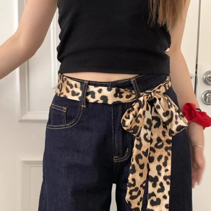 

Sexy Leopard Print Scarf Belt Dual-Use for Women Chinese Ethnic Style Flower Spot Pattern Pants Dress Waist Chain Accessories