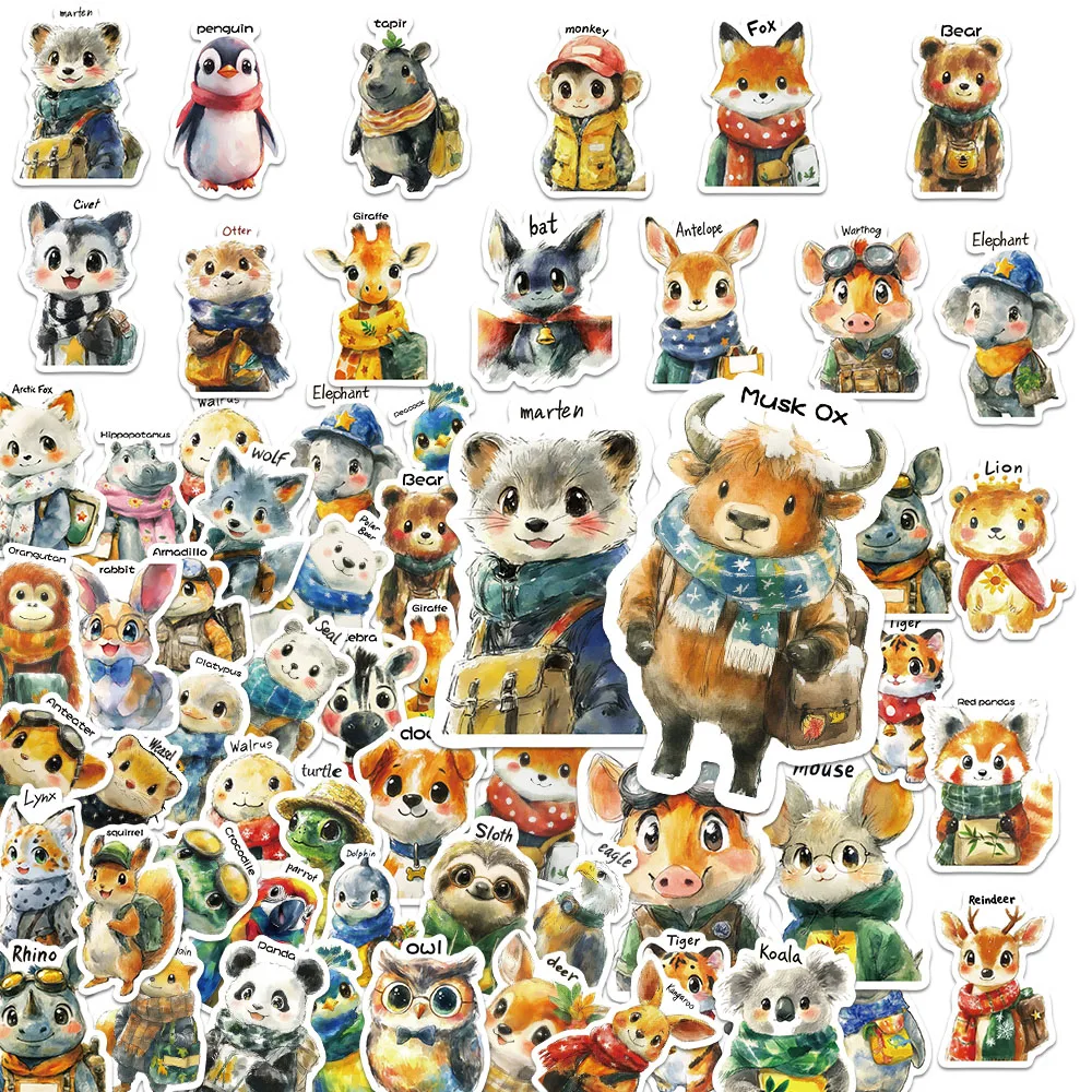 50 個夢のような動物漫画ステッカーパーソナライズされたクリエイティブコンピュータステッカーモバイルステッカー荷物ステッカー DIY 防水ステッカー