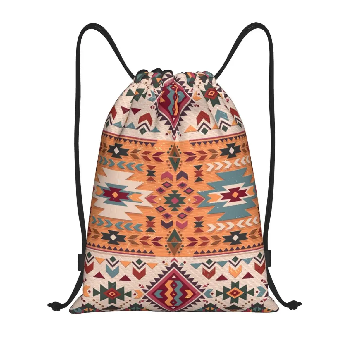 Custom Navajo Design Kilim Pattern Drawstring Bags Shopping Yoga Backpacks Women Men Geometric Ethnic Art Sports Gym Sackpack
