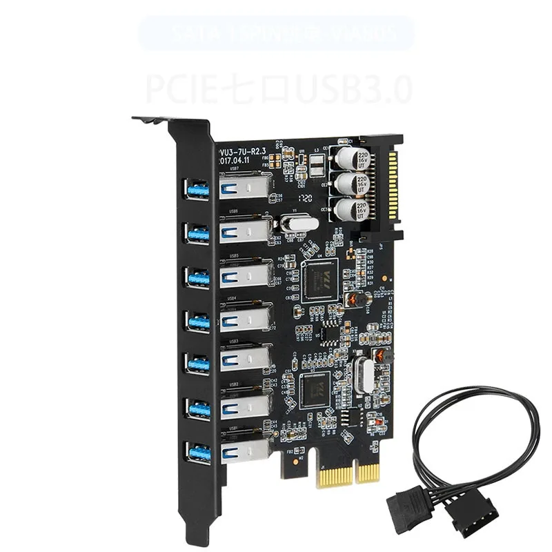 PCI-E to USB 3.0 Adapter Card Expansion Card for Desktop PC Host Card for Windows 10/8/7/XP/Linux