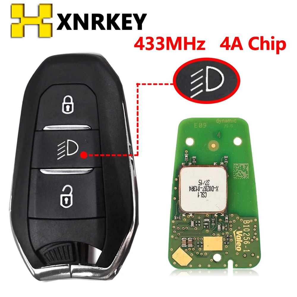 

XNRKEY 3BTN Car Remote Key for Peugeot 3008 5008 2016 Citroen C3 C5 Smart Control Keyless Entry fob headlight 433Mhz FSK 4A Chip