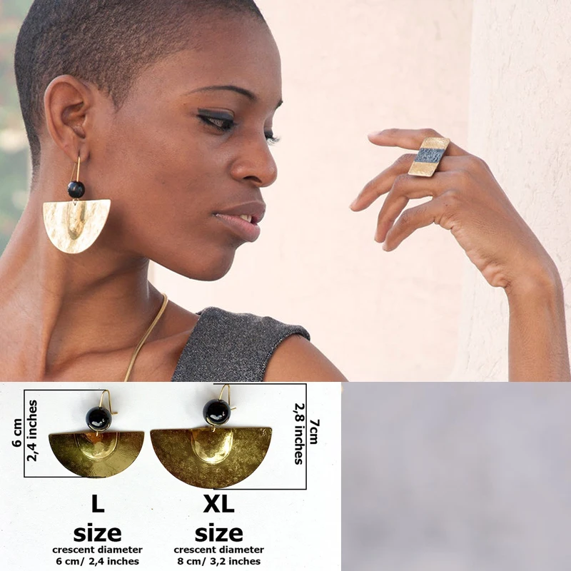 

African earrings, Oversized ethnic earrings, Statement fan tribal earrings, Brass african jewelry, fan earring, tribal boho
