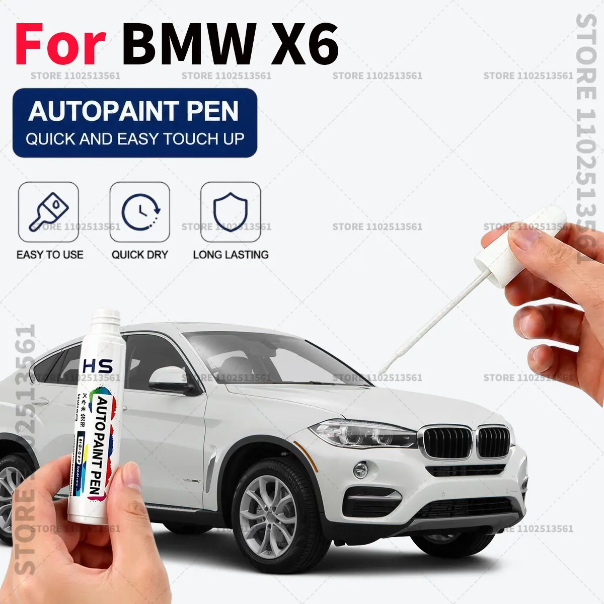 Car Touch Up Paint Pen Deep Scratch Repair Auto Paint Brush ALPINE White Brooklyn Grey Sapphire Black Aventurin Red For BMW X6