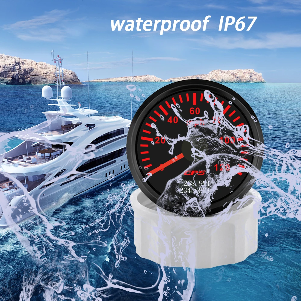 Rhaxel 52mm GPS Speedometer 30M 60M 80M 120M 200M Speed Gauge Odometer with 7 Colors Backlight for Boats Yachts Car Racing