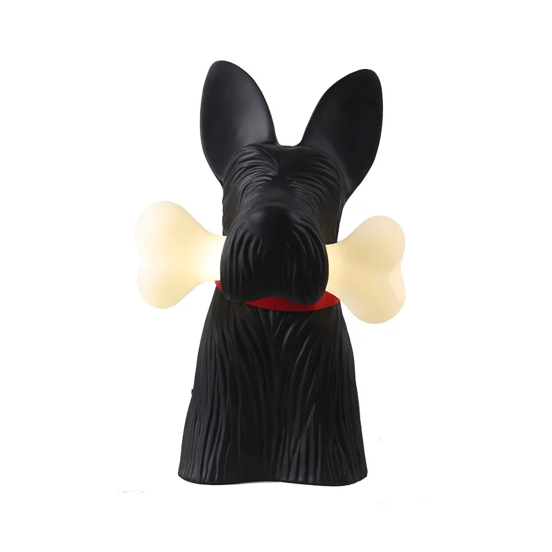 

Nordic modern cartoon children's room bedroom bedside lamp study creative bone decoration resin gift puppy desk lamp