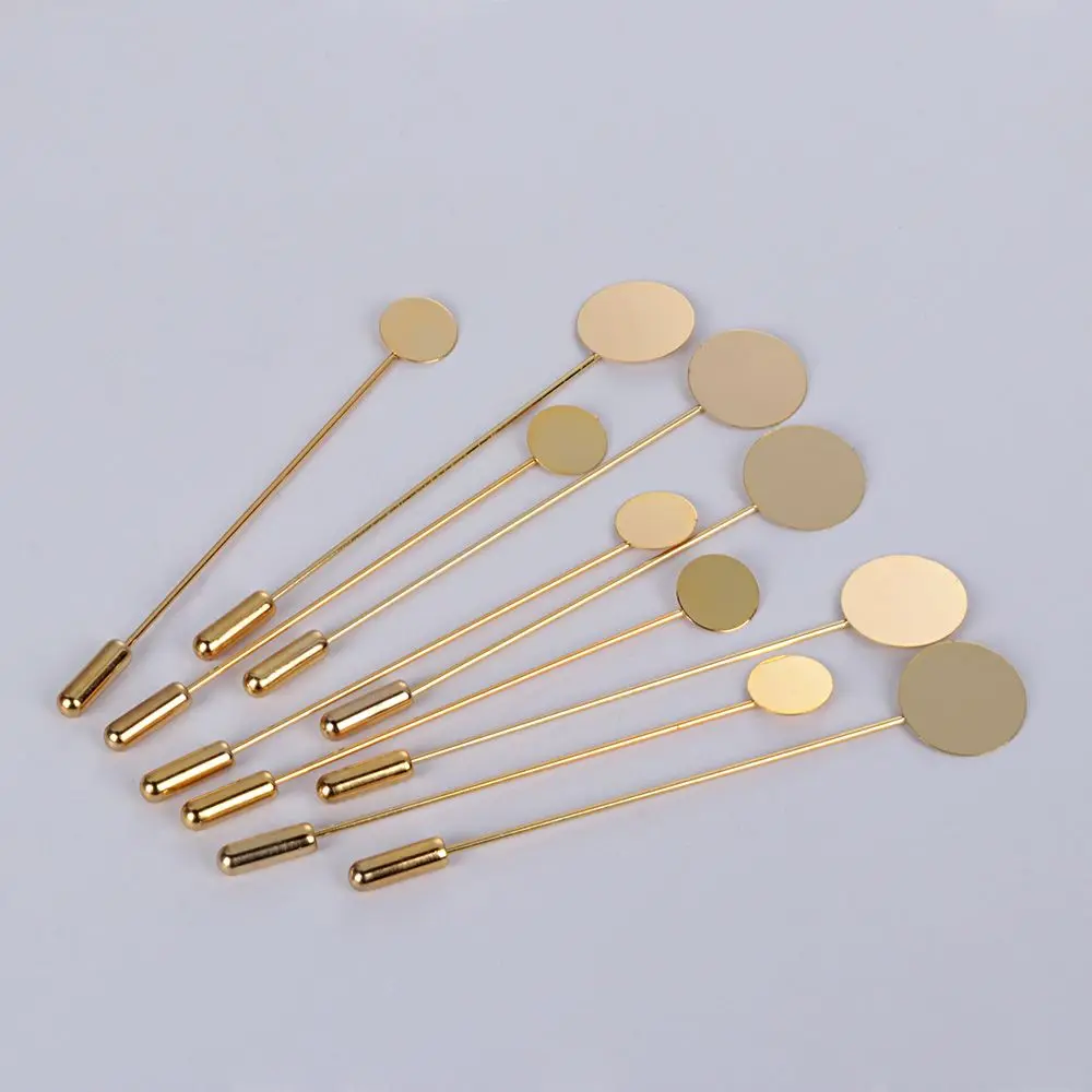 10pcs/set Gold & Silver Jewelry Making Dress Pin Cabochon Tray Brooches Accessories Cameo