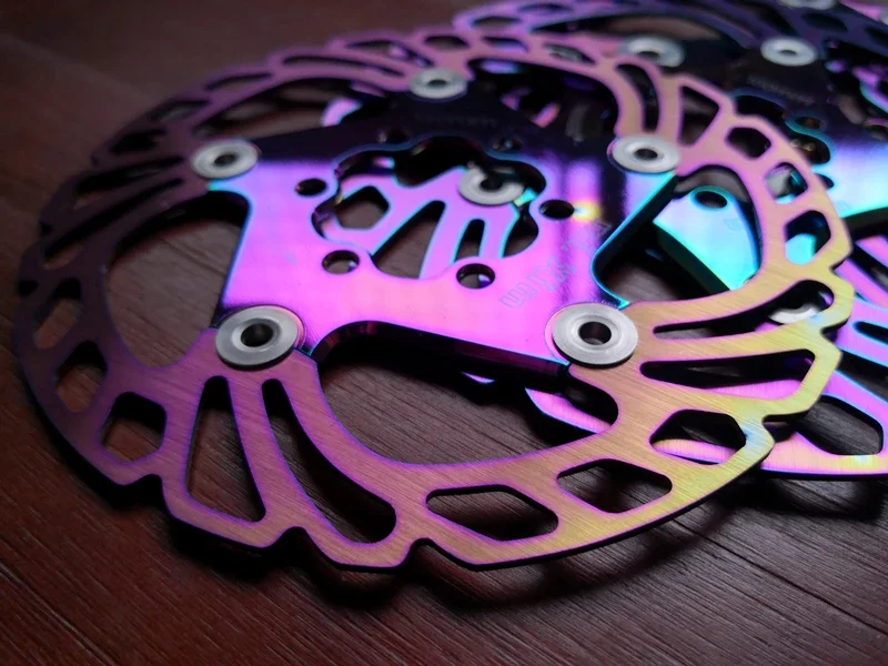 New road Mountain bike brake rotor Strong heat dissipation floating rotor 140/160/180/203mm MTB disc brake pad Rainbow colors