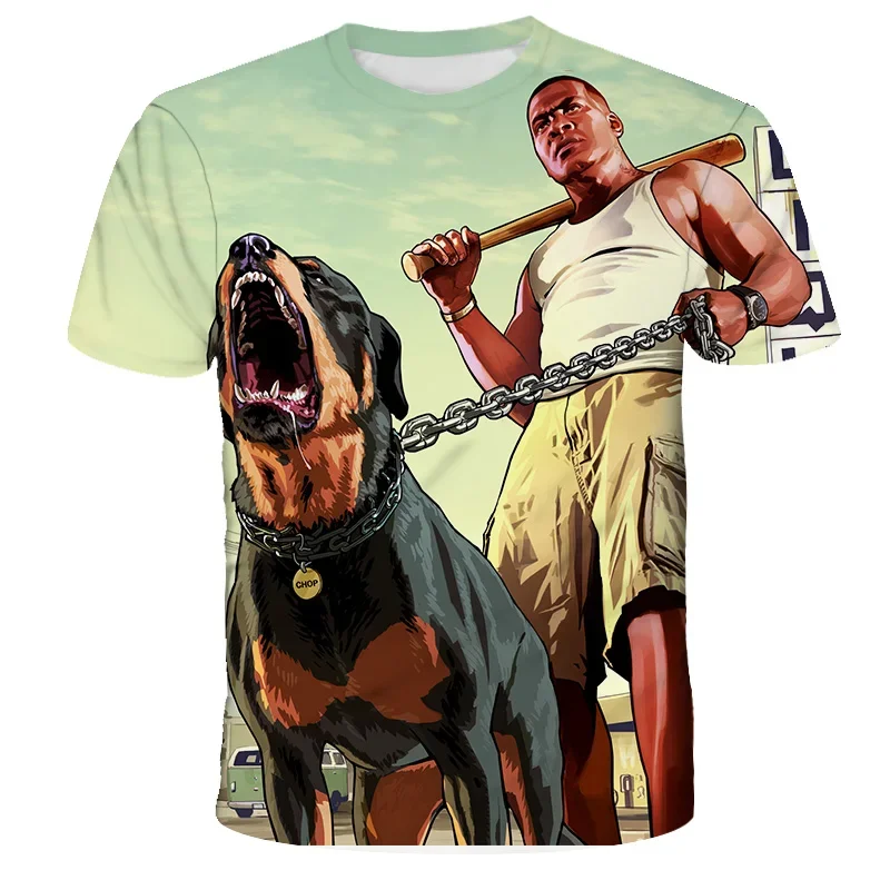 Grand Theft Auto 3D Printed T-Shirt Game GTA 5 Street Clothing Men and Women Casual Oversized Sleeve Short Sleeve T-Shirt Kids T