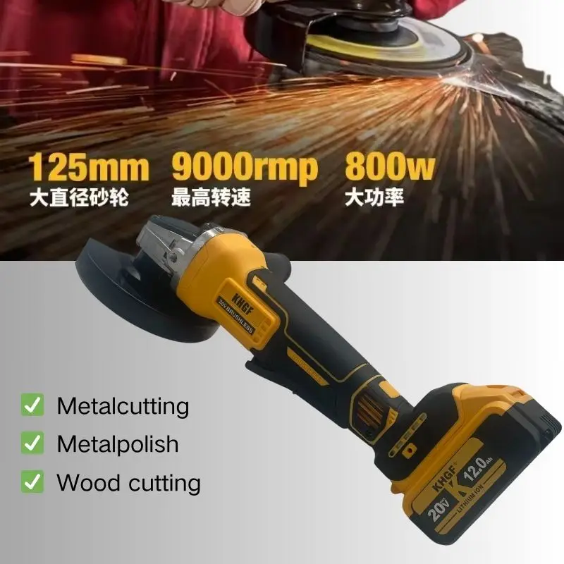 

Угловая шлифовальная машина KHGF DCG414 125 мм с плоской головкой, без аккумулятора и зарядного устройства, 18В, литиевая батарея, бесщеточный двигатель