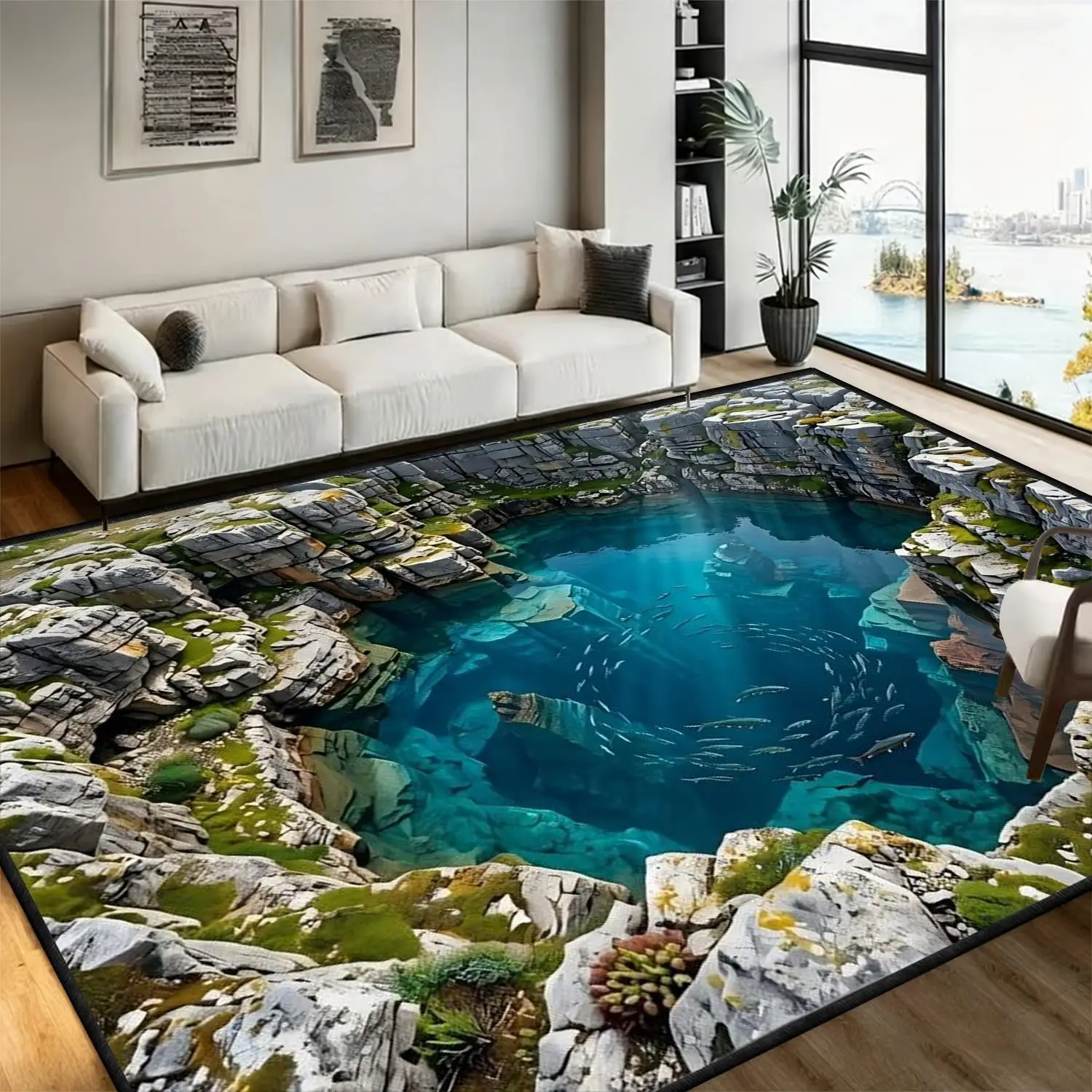 Optical Illusion Rug 3D Rugs Deep Hole Carpet Optical Illusion Bedroom Living Room Entrance Decor 3D Hole Rug Home Decoration