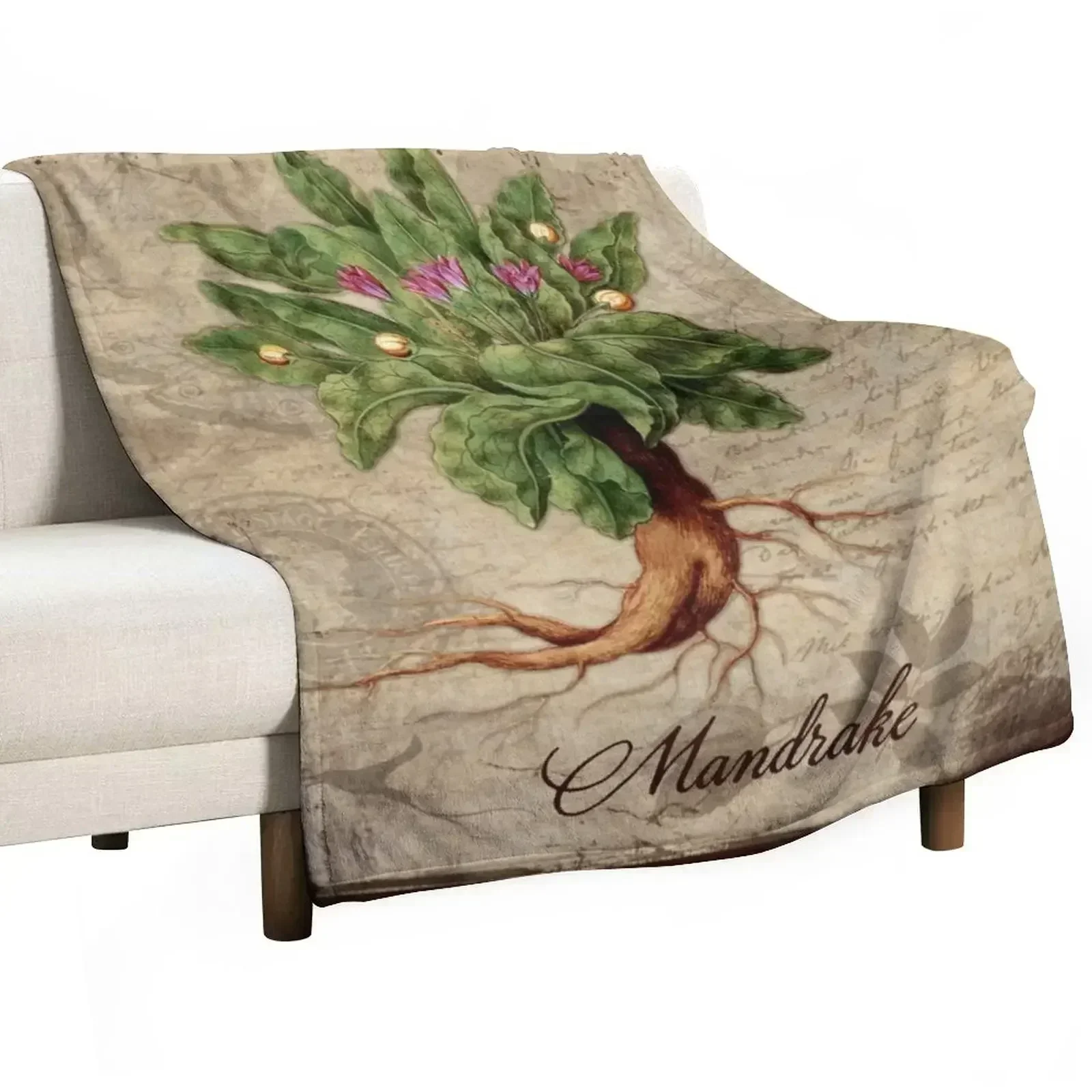 Mandrake Plant Vintage Botanicals Garden collection Throw Blanket Loose Blankets For Baby Blankets