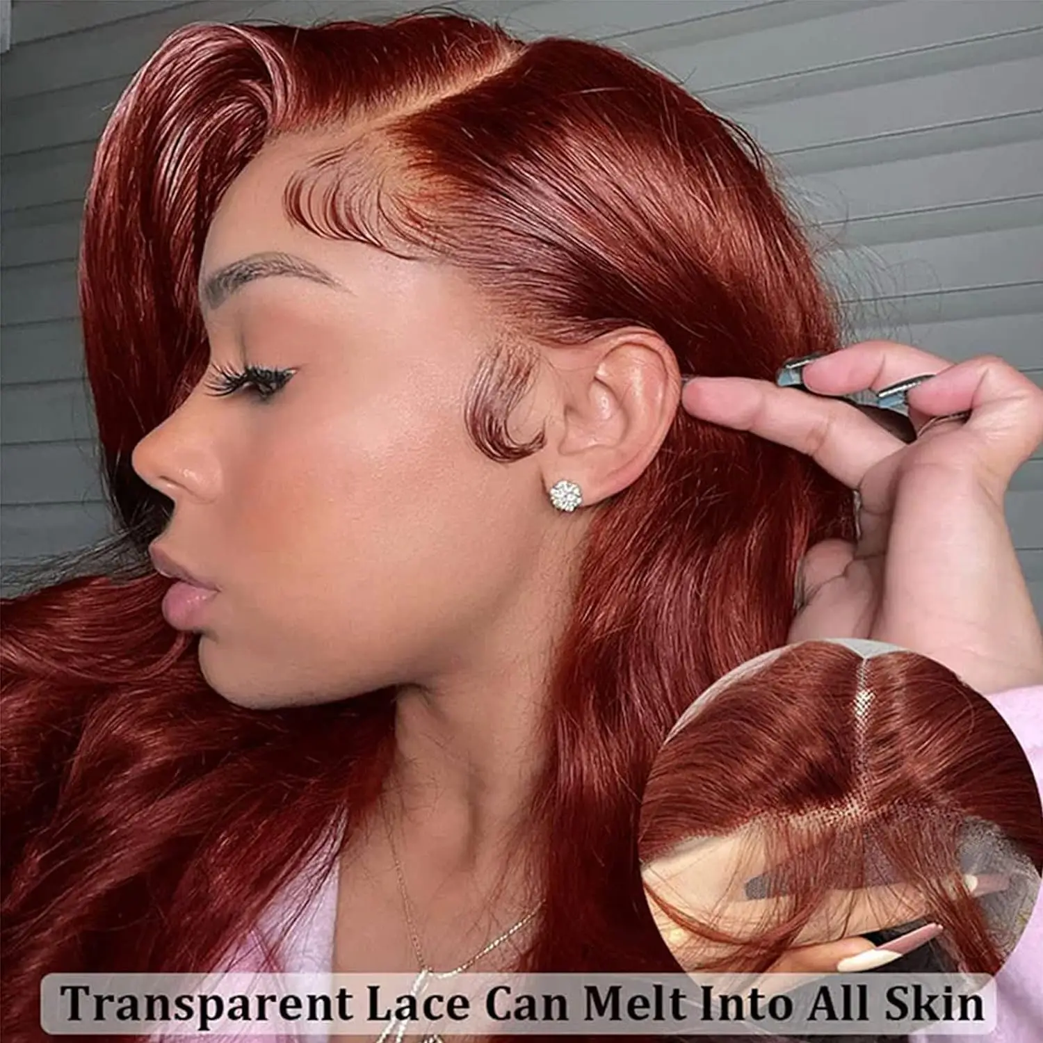 Reddish Brown Lace Front Human Hair Bone Straight 13x4 Lace Front Wig Pre Plucked 4x4 Closure Dark Red Brown 13x6 Frontal Wig