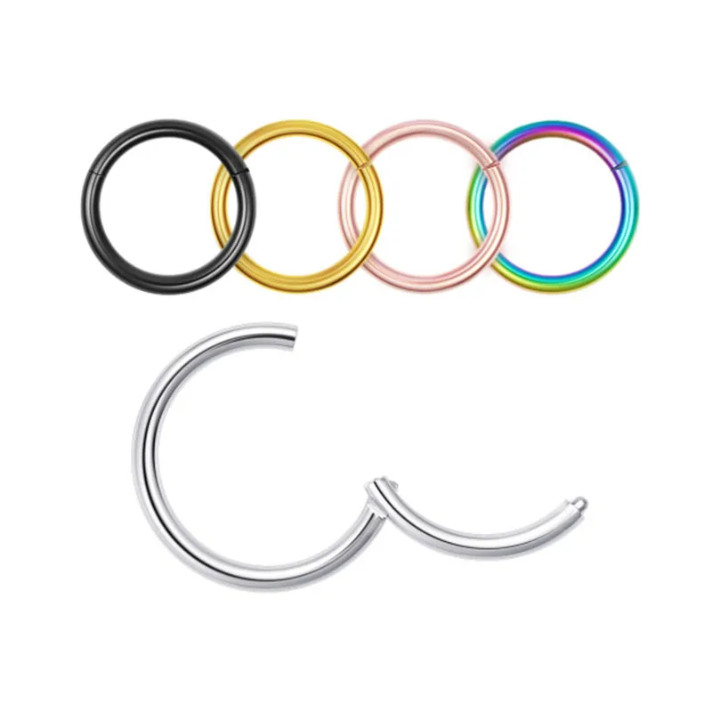 40pcs steel medical closed ring earrings ear nose interface ring Open Hoop 14G 16G Popular Body Jewelry 8mm 10mm Black r