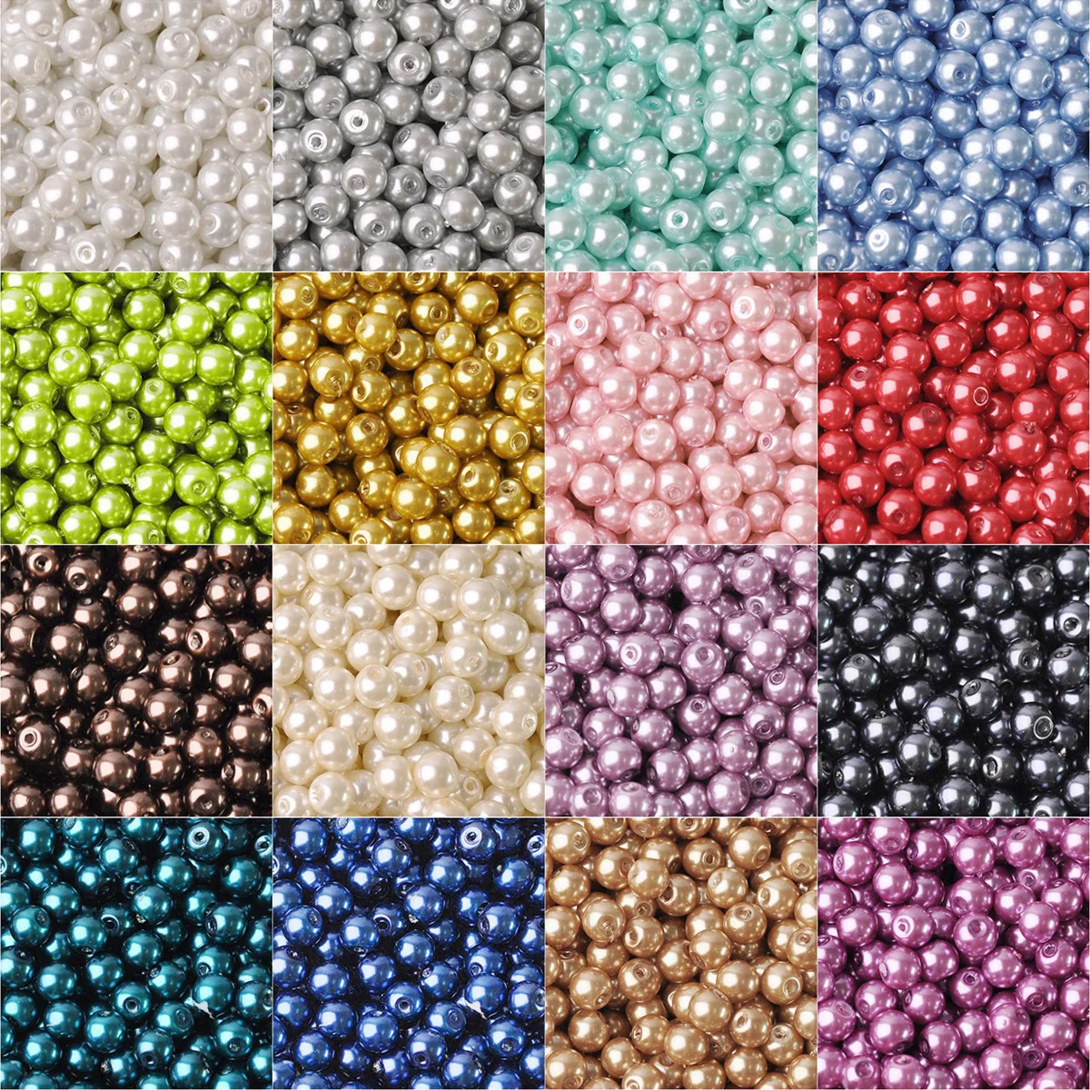 10~100pcs Round 4mm 6mm 8mm 10mm 12mm 14mm 16mm Lot Colors Pearl Coated Glass Loose Spacer Beads For Jewelry Making DIY Crafts