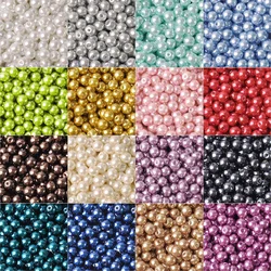 10~100pcs Round 4mm 6mm 8mm 10mm 12mm 14mm 16mm Lot Colors Pearl Coated Glass Loose Spacer Beads For Jewelry Making DIY Crafts