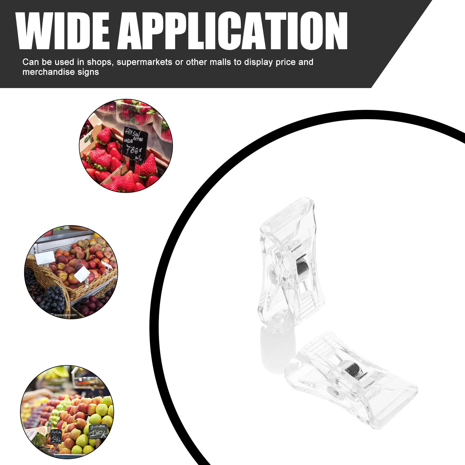 10pcs Plastic Clips Sign Holder For Price Tag Display Double Sided Clip Merchandise Sign Stand Desktop Document Holder Office