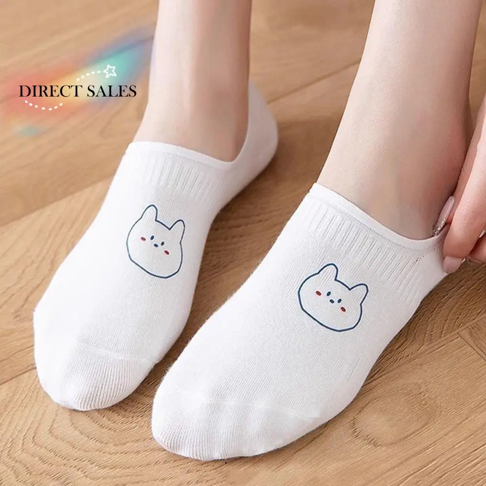 

10 пар модных женских невидимых носков с героями мультфильмов, тонкие нескользящие милые носки-лодочки, чулочно-носочные изделия, белые носки с милым медведем, удобные