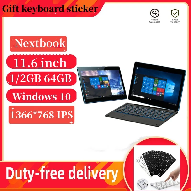 

11.6 Inch Windows 10 Tablets PC Quad Core 1/2GB RAM 64GB ROM Nextbook Intel Baytrail-CR 3735G Notebook With Keyboard WIFI