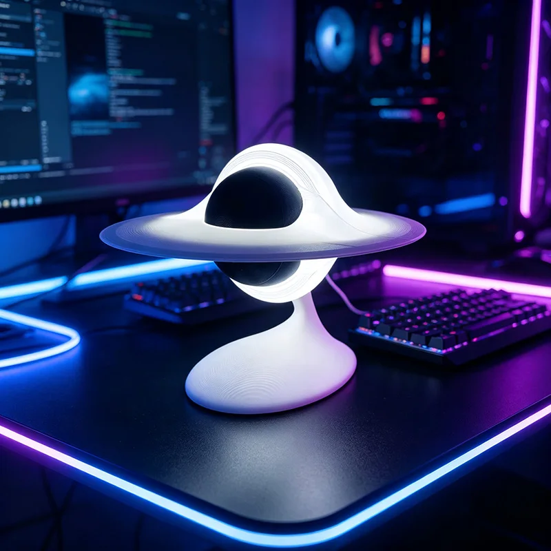 Black Hole Table Lamp Personalized Night Light Sci‑Fi Ornament Customizable By Images For Bedroom Gaming Room Home Indoor Decor