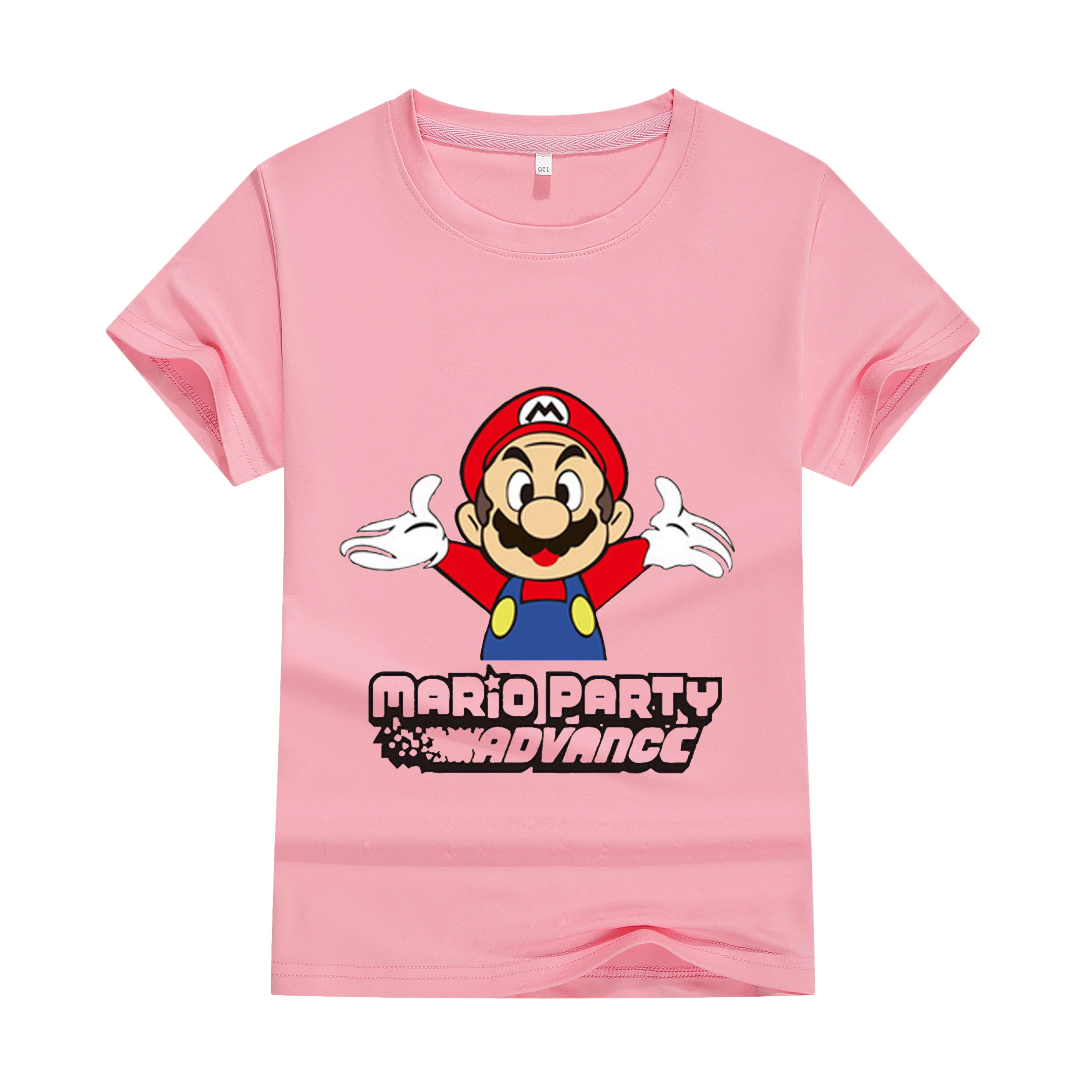 T-shirt Super Mario Bros pour enfants, 2024 coton, dessin animé, 100% T-shirt manches courtes col rond garçon fille, en coton imprimé, pour adolescents